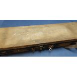 Vintage canvas and leather trimmed gun case with fitted interior to fit 30 inch barrels (A/F)