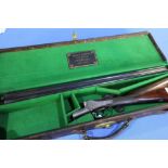Cased Frederick T Baker Pall Mall London, 12 bore side by side ejector shotgun with 28 inch barrels,