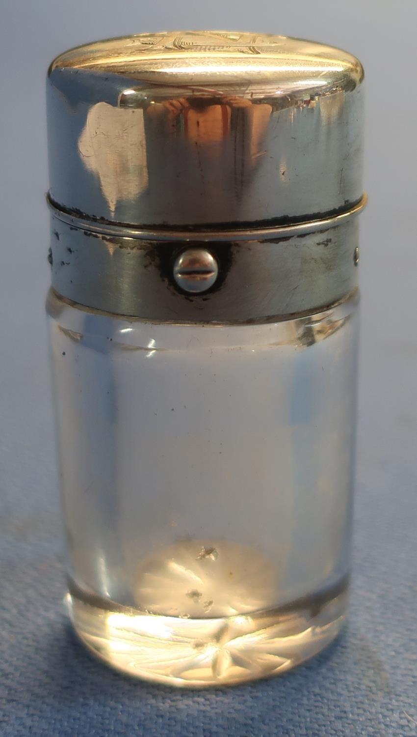 Three silver hallmarked topped glass scent bottles and another glass scent bottle (4) - Image 5 of 7