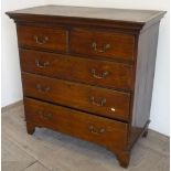 19th C oak chest of two short above three long drawers on bracket supports, with inset top (108cm