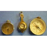 Small silver plated fob compass and magnifier, and two other fob compasses (3)