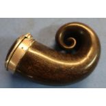 Early 19th C horn snuff mull (length 8.5cm) with monogram initials to the top, and white metal