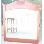 Art Nouveau mahogany framed bevelled edge wall mirror (94cm x 102cm)