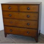 19th C oak chest of two short above three long drawers, on bracket supports (109cm x 53cm x 109cm)