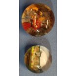 Two 19th C glass picture paperweights (2)
