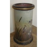 Earthenware chimney pot with painted bird and floral detail (56cm high), could be used as a stick