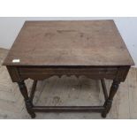 18th/19th C oak square topped table on turned supports (with information from original sales