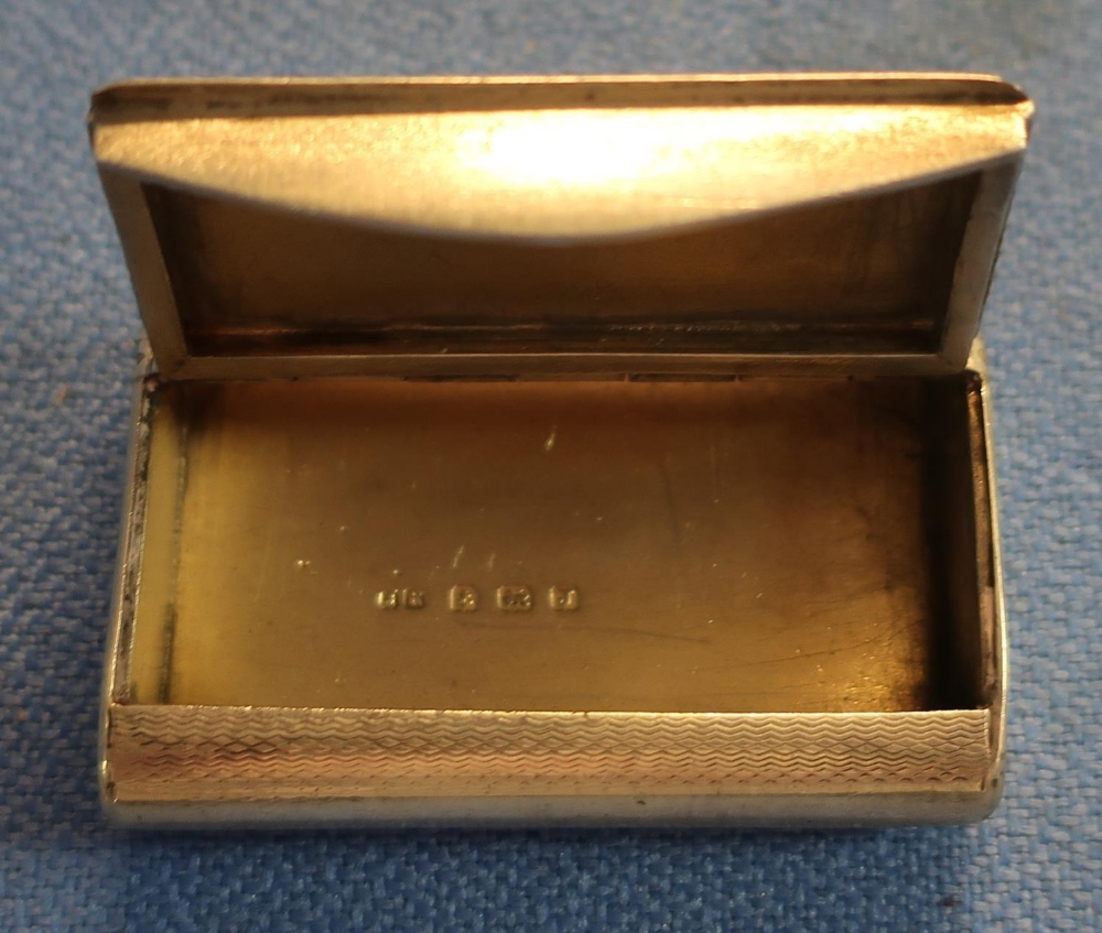 Birmingham 1933 silver hallmarked rectangular snuffbox with hinged top and gilt interior, makers - Image 2 of 4