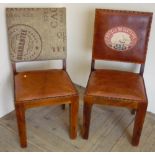 Pair of dining chairs with leather upholstered seats