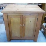 Pine country kitchen style island with two panelled cupboard doors to each side (91.5cm x 67cm x