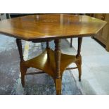Victorian rosewood octagonal two tier occasional table on turned and tapering supports (89cm x