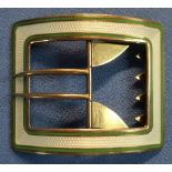 Large gilt metal and enamel rectangular buckle (9cm x 7cm)