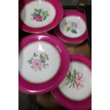 Victorian dessert service decorated with flowers comprising two large comports, matching pair of