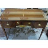 19th C mahogany dressing table with central drawer flanked by two deep drawers, on square tapering
