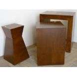 Modern mango wood cube table/stool, an occasional table and jardiniere stand (3)