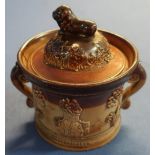 Victorian stoneware tobacco jar commemorating Queen Victoria and Prince Albert, the lift off lid