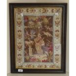 Oak framed needlework panel (45cm x 57cm including frame)