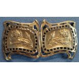 London 1901 silver hallmarked two sectional belt buckle with markers mark for WC, the reverse marked