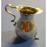 Birmingham silver hallmarked cream jug on three supports, with engraved monogram initials (7cm high)