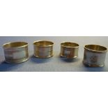 Four various assorted silver hallmarked napkin rings