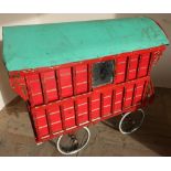 Wooden constructed model of a gypsy horse drawn caravan (108 x 55 x 103 cm )