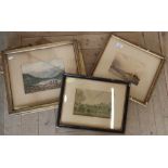 Pair of framed and mounted watercolours of lake land scene dated 1880, indistinctly signed lower