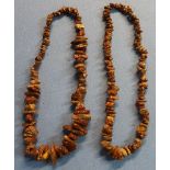 Two raw Baltic amber necklaces