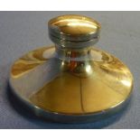 Large Birmingham 1926 silver hallmarked capstan style inkwell with glass liner (diameter 14cm)