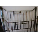 Late Victorian brass rail double bedstead complete with side irons