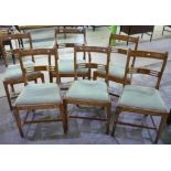 Set of six (5+1) 19th C light-wood dining chairs with drop-in seats