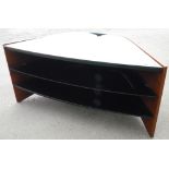 Three tier smoked glass and wood TV/entertainment unit