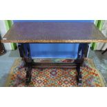 Rectangular pub style table with hammered brass top (107cm x 51cm)