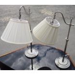 Pair of modern table lamps with adjustable heads (59cm high)