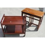 Circa 1970s retro rectangular occasional table with two slide-out smaller tables (76cm x 41cm x