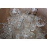 Large selection of various assorted glassware, cut glassware etc including drinking glasses,