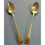 Extremely large pair of old English pattern silver plated gravy spoons (length 33.5cm) (very good