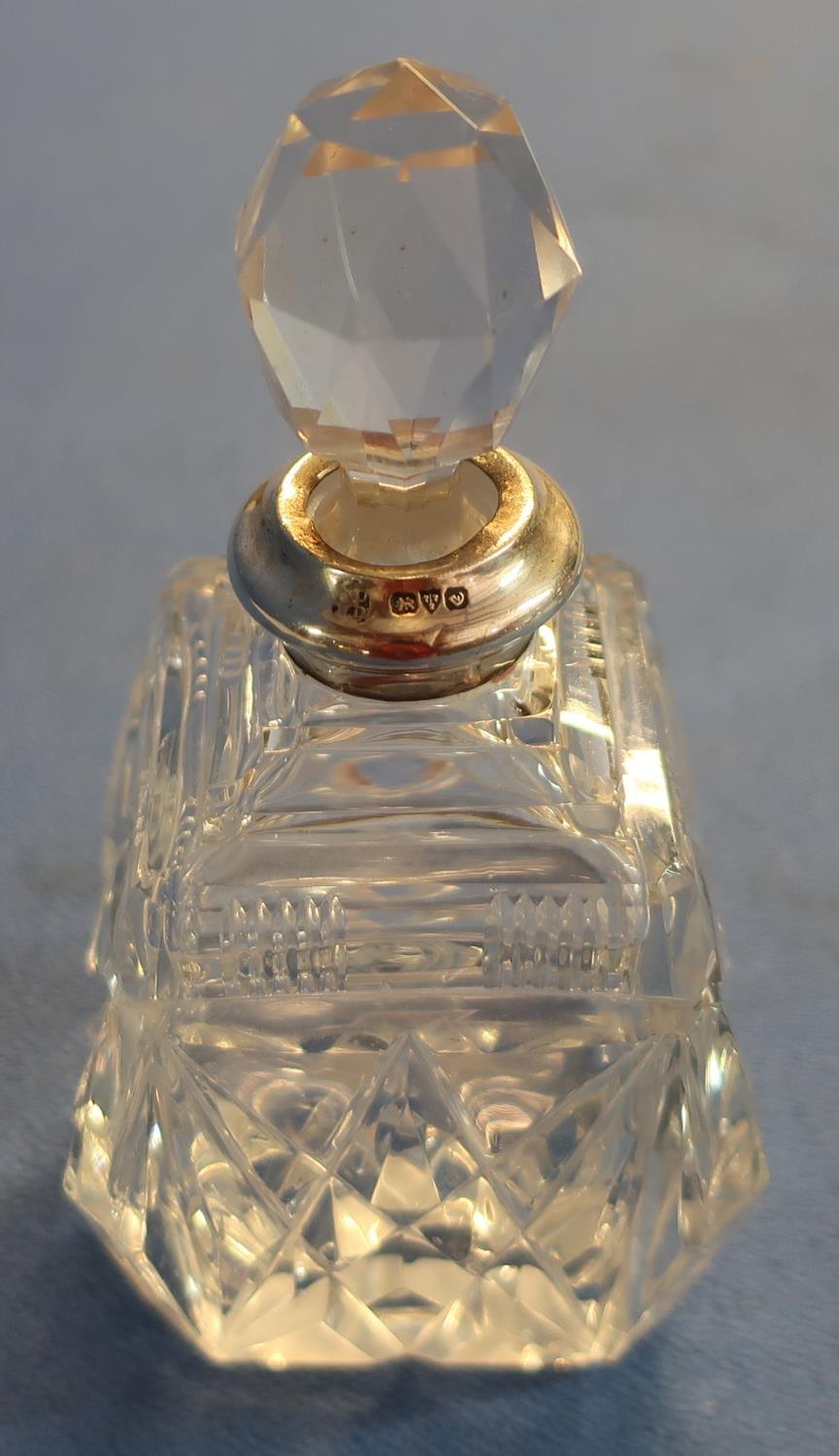 Three silver hallmarked topped glass scent bottles and another glass scent bottle (4) - Image 2 of 7