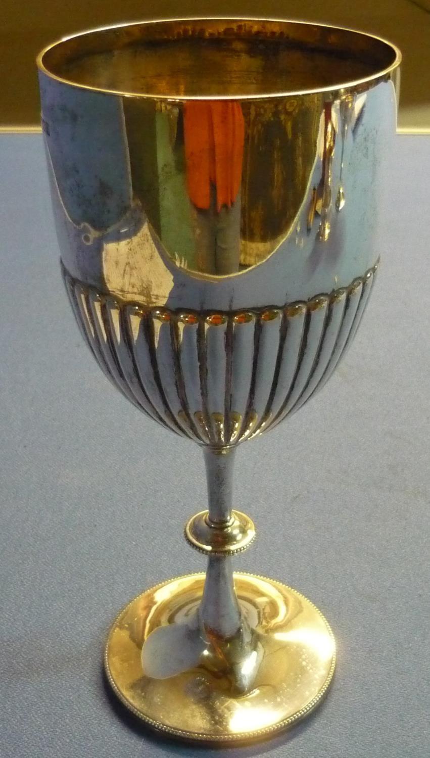 Large London 1889 silver hallmarked trophy cup (unengraved) (height 28.5cm) (dent to base)