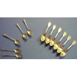 Set of six white metal teaspoons stamped 750 and five various London silver hallmarked George III
