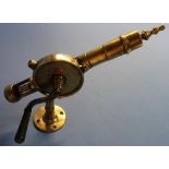 Large 19th C bar mounted brass Rotary corkscrew engraved Hicks & Reynolds Troy New York (35cm high)