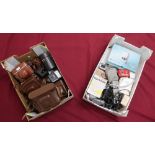 Large selection of modern and vintage cameras and camera equipment (two boxes)
