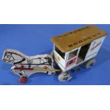American wooden toy horse with tin plate carriage stencilled with the name of Borden's 1857,