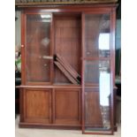 Late Victorian mahogany bookcase with three upper glazed cupboard doors and adjustable interior