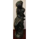 20th C painted plaster cast figure of a seated semi nude lady (height 62cm)