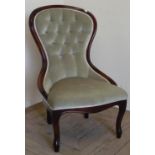 Modern mahogany framed Victorian style upholstered nursing chair by Wade
