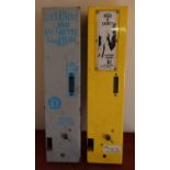 Two wall mounted cigarette lighter vending machines (19cm x 10.5cm x 81.5cm)