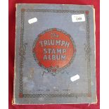 The Triumph Stamp Album containing a selection of world mixed stamps including various Victorian and