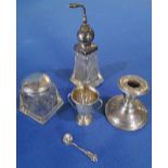 London silver hallmarked topped perfume atomiser with tapering cut glass body (height 17.5cm) silver