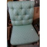 Victorian low seated nursing chair with recent re-upholstery, on turned mahogany supports