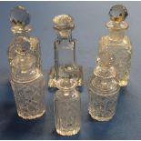 Selection of six various assorted 19th/20th C cut glass and other scent bottles (tallest 17cm)